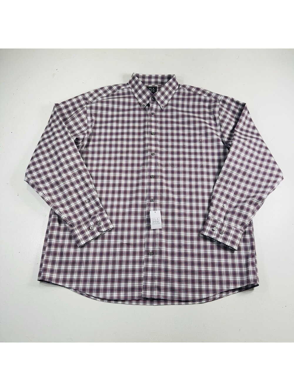 Jos A Bank Traveler Dress Shirt Red Blue Plaid Men’s Size XL Brand New